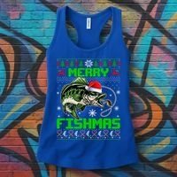 Fishing Christmas Merry Fishmas Bass Fish Ugly Xmas Sweater Cute Gift Women's Tank Top thumb 3