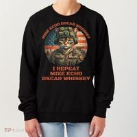 Funny Cat Military Mike Echo Oscar Foxtrot Meow Women's Sweatshirt thumb 0