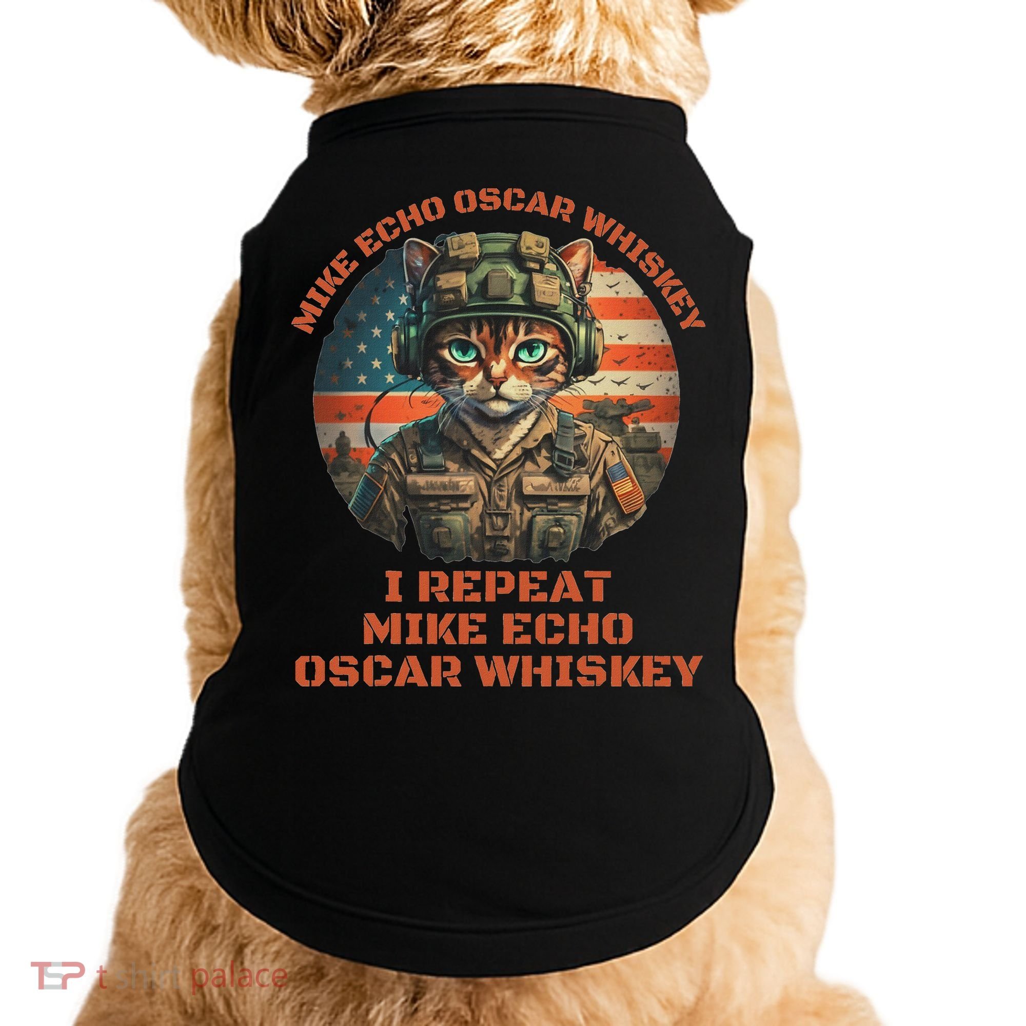 Funny Cat Military Mike Echo Oscar Foxtrot Meow Doggie Tank