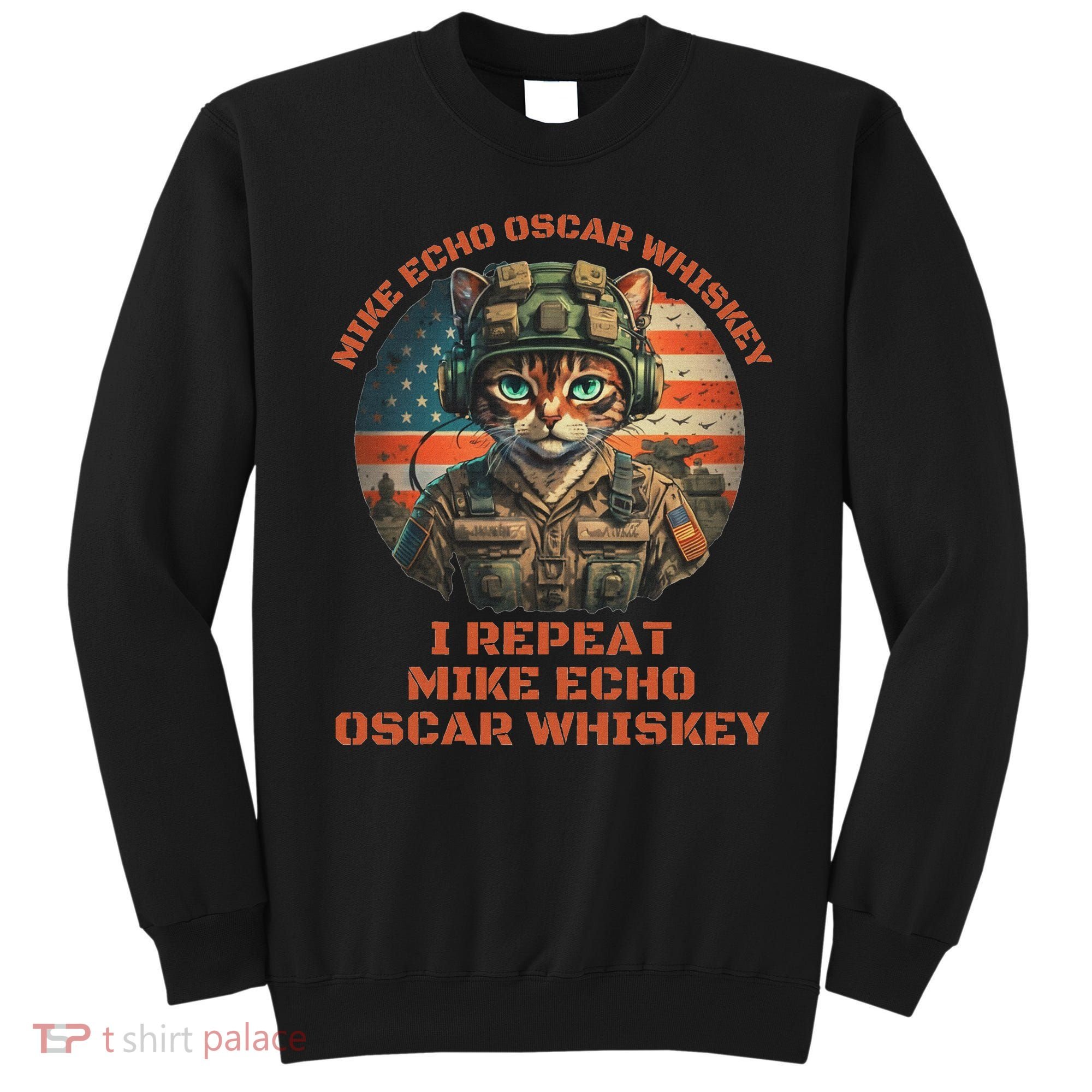 Funny Cat Military Mike Echo Oscar Foxtrot Meow Sweatshirt