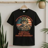 Funny Cat Military Mike Echo Oscar Foxtrot Meow T-Shirt thumb 2