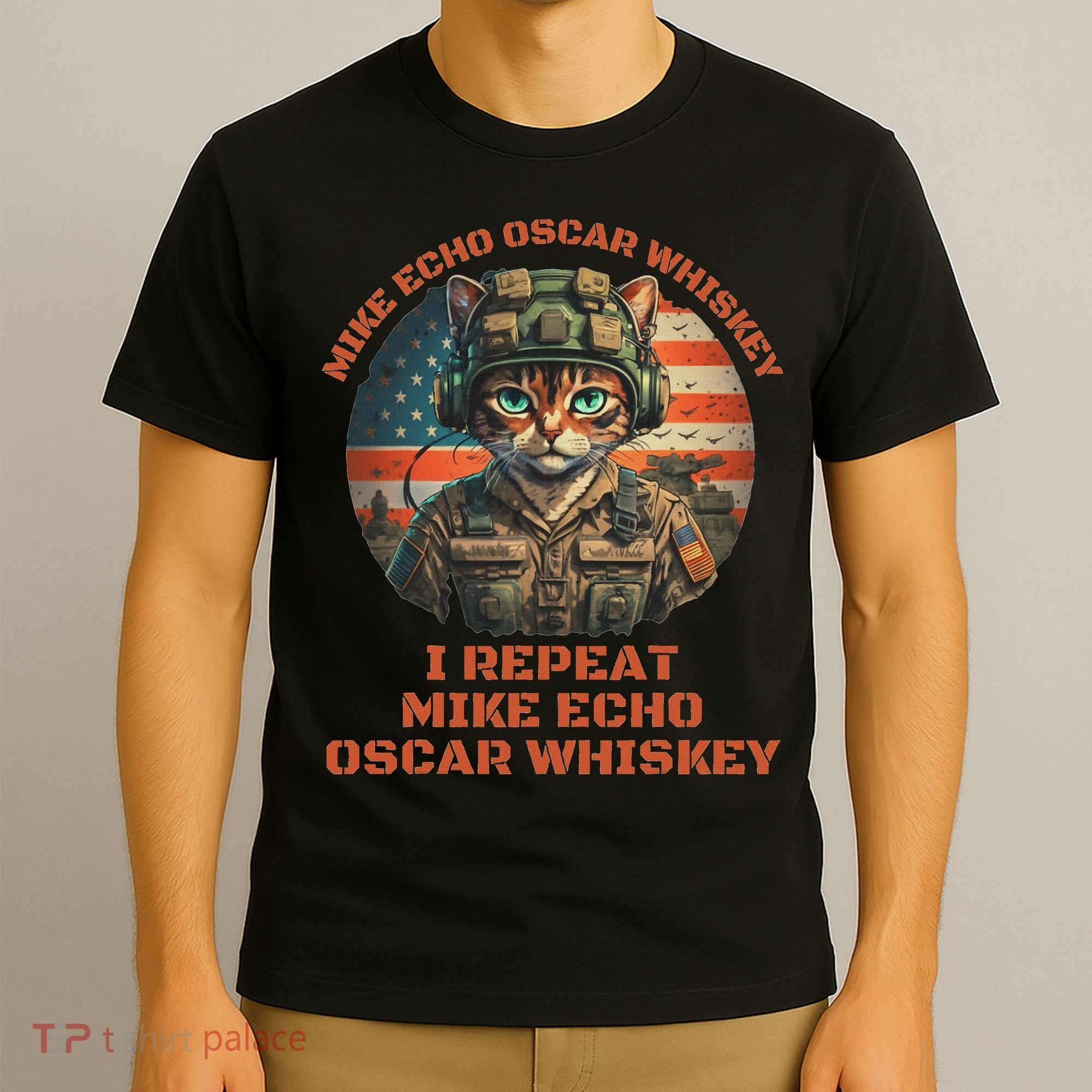 Funny Cat Military Mike Echo Oscar Foxtrot Meow T-Shirt