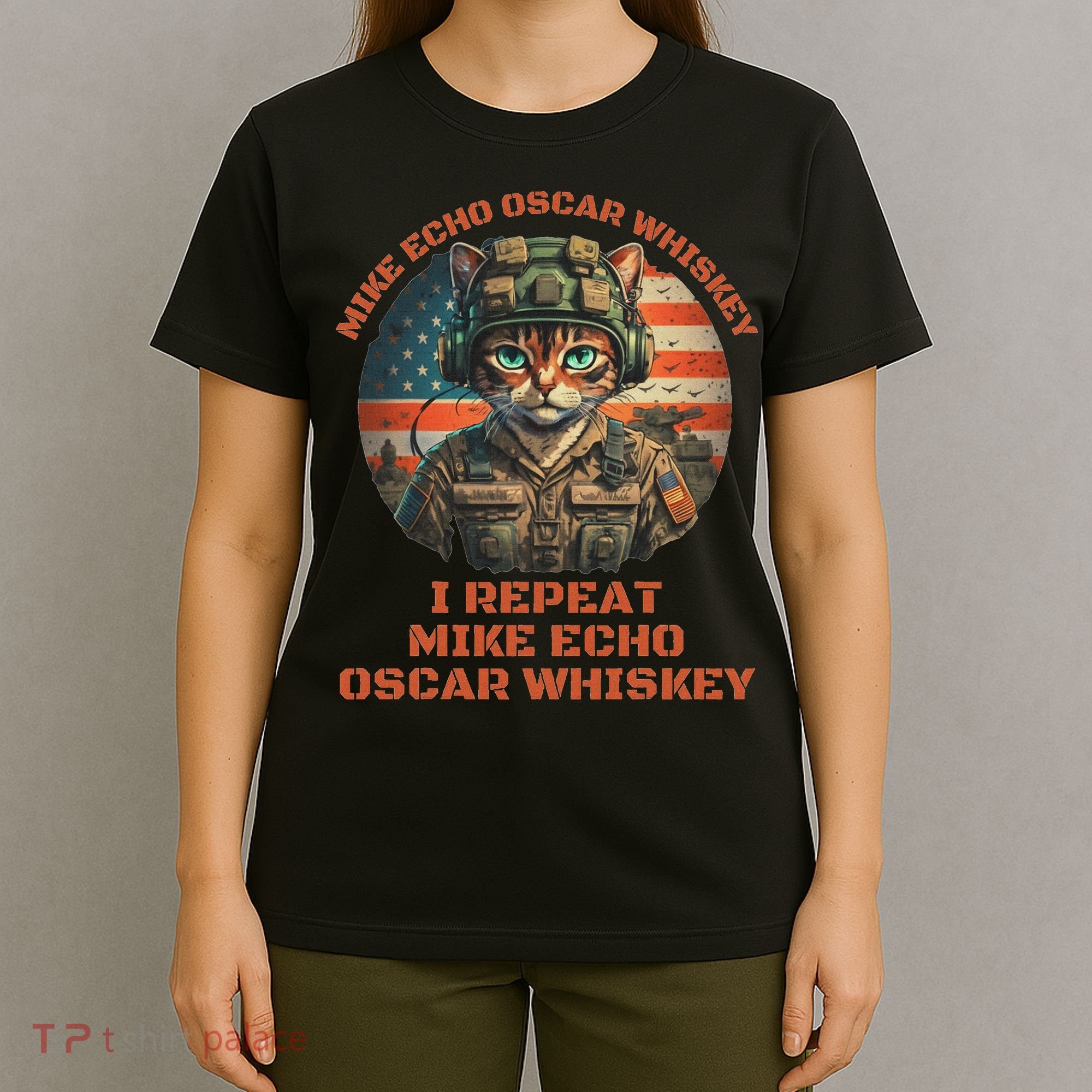 Funny Cat Military Mike Echo Oscar Foxtrot Meow T-Shirt