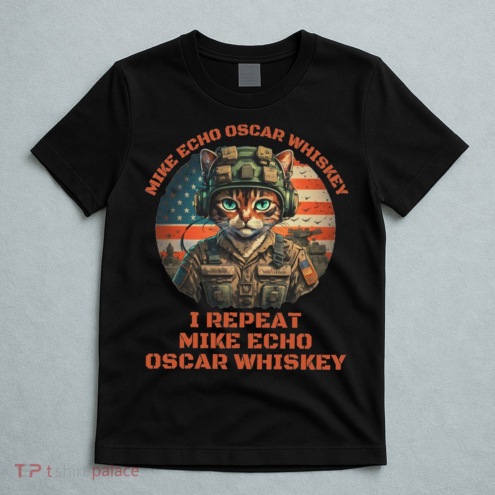 Funny Cat Military Mike Echo Oscar Foxtrot Meow T-Shirt