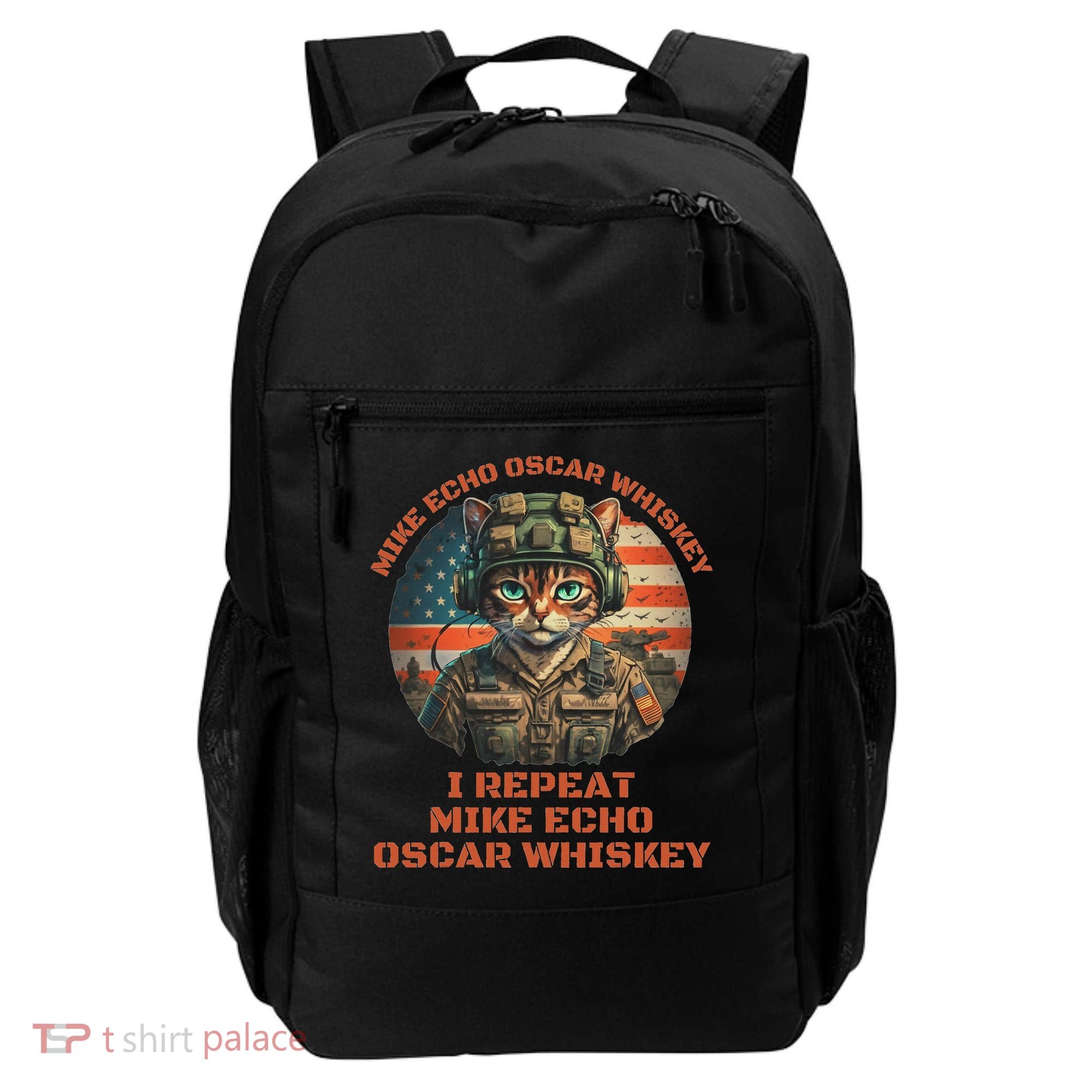 Funny Cat Military Mike Echo Oscar Foxtrot Meow Backpack