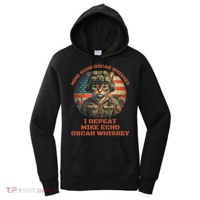 Funny Cat Military Mike Echo Oscar Foxtrot Meow Women's Hoodie