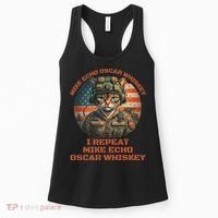 Funny Cat Military Mike Echo Oscar Foxtrot Meow Women's Tank Top thumb 0