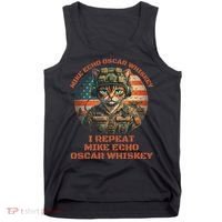Funny Cat Military Mike Echo Oscar Foxtrot Meow Tank Top thumb 0