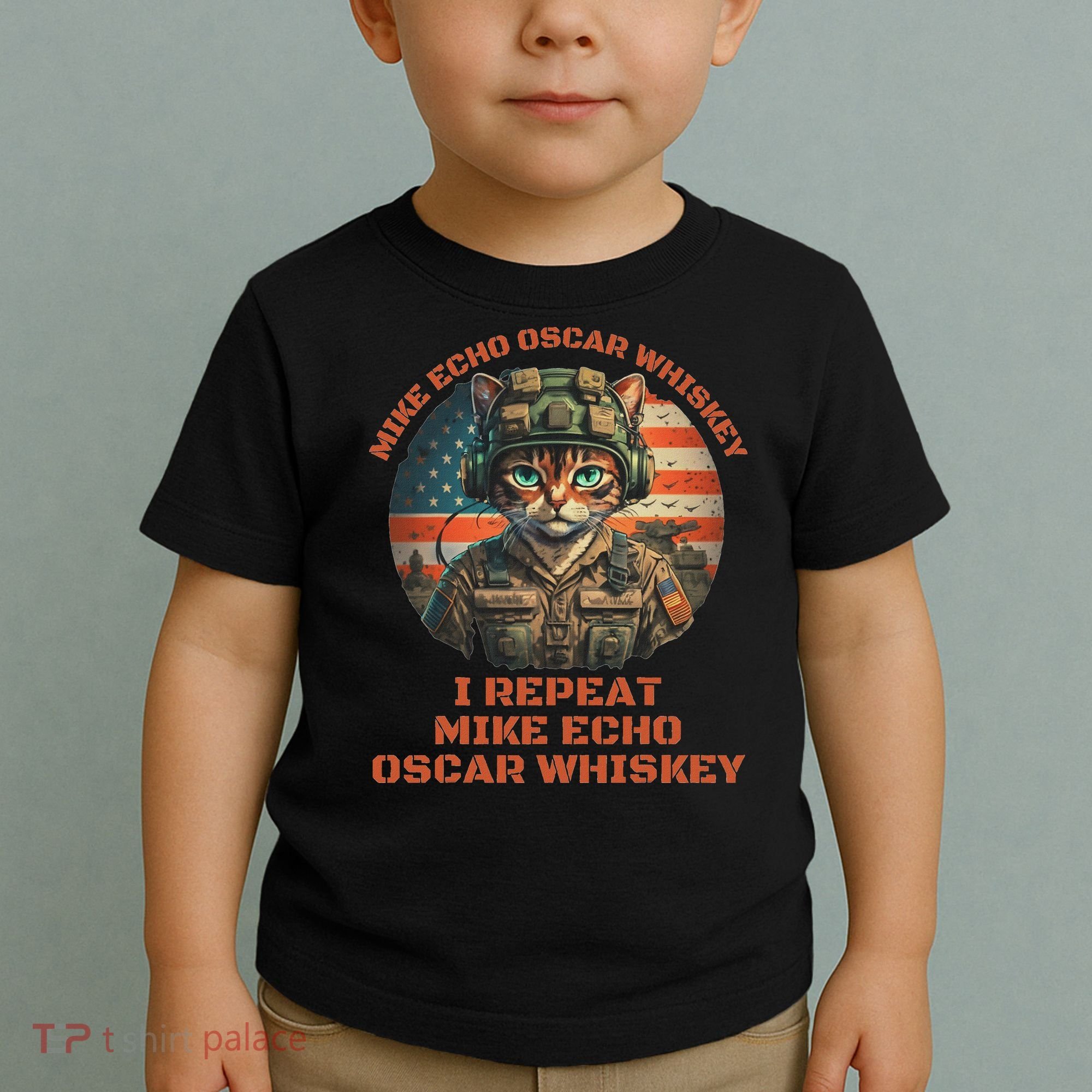 Funny Cat Military Mike Echo Oscar Foxtrot Meow Toddler T-Shirt