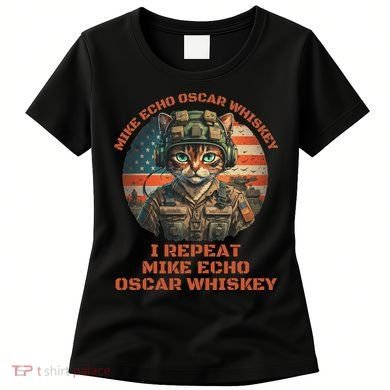 Funny Cat Military Mike Echo Oscar Foxtrot Meow Women's T-Shirt