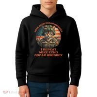 Funny Cat Military Mike Echo Oscar Foxtrot Meow Kids Hoodie thumb 4