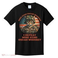 Funny Cat Military Mike Echo Oscar Foxtrot Meow Kids T-Shirt thumb 0