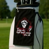 Feeling Cute Might Haunt Someone Later Idk Golf Towel thumb 2