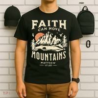Faith Can Move Mountains Religious Bible Christian Jesus T-Shirt thumb 6