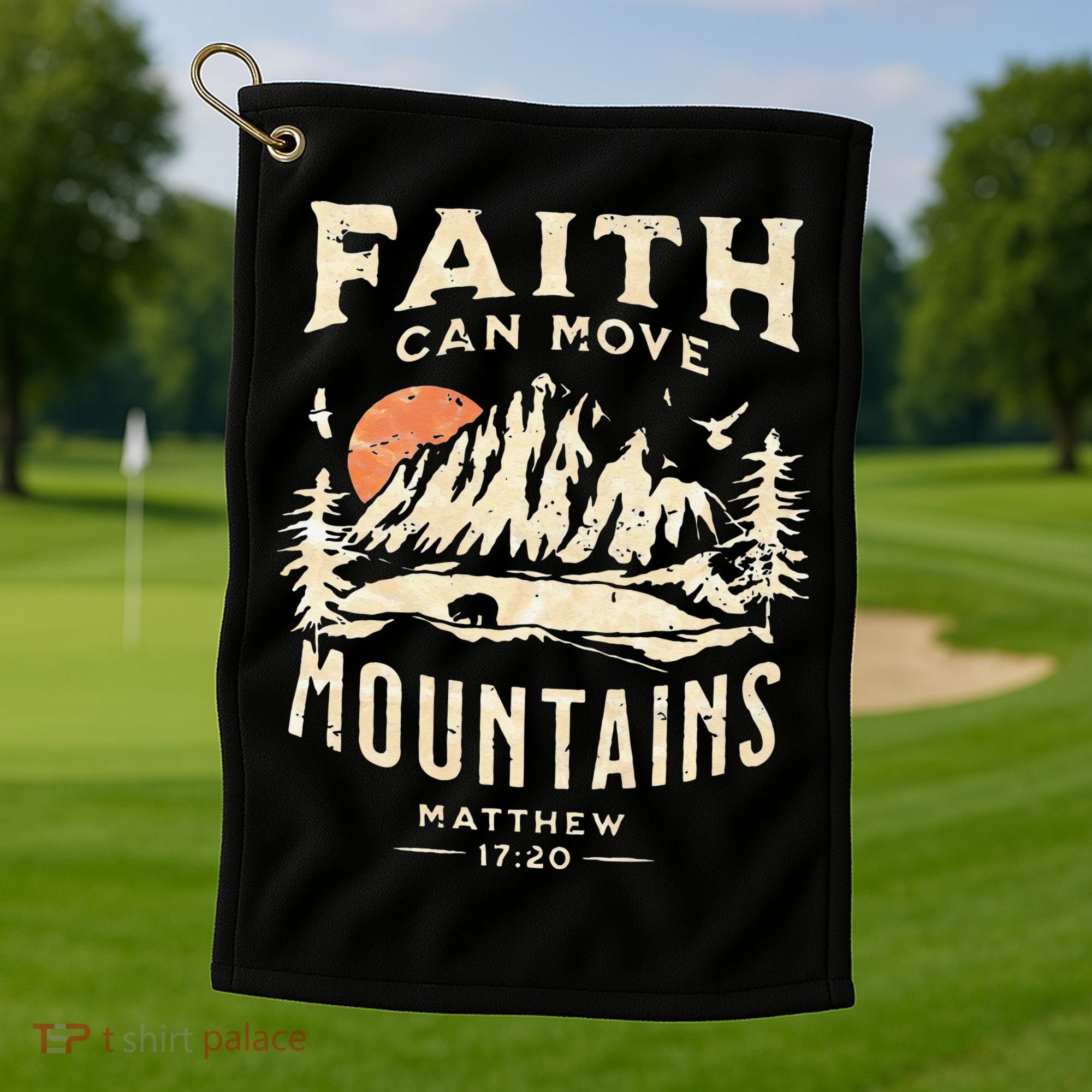 Faith Can Move Mountains Religious Bible Christian Jesus Golf Towel