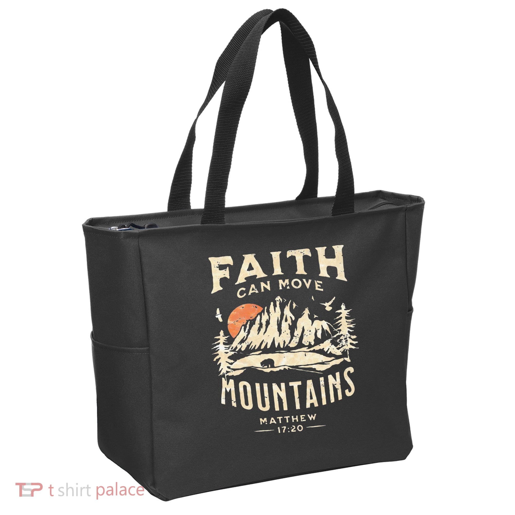 Faith Can Move Mountains Religious Bible Christian Jesus Tote Bag