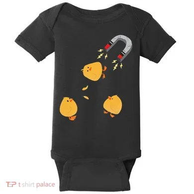Funny Chick Magnet Happy Easter Baby Bodysuit