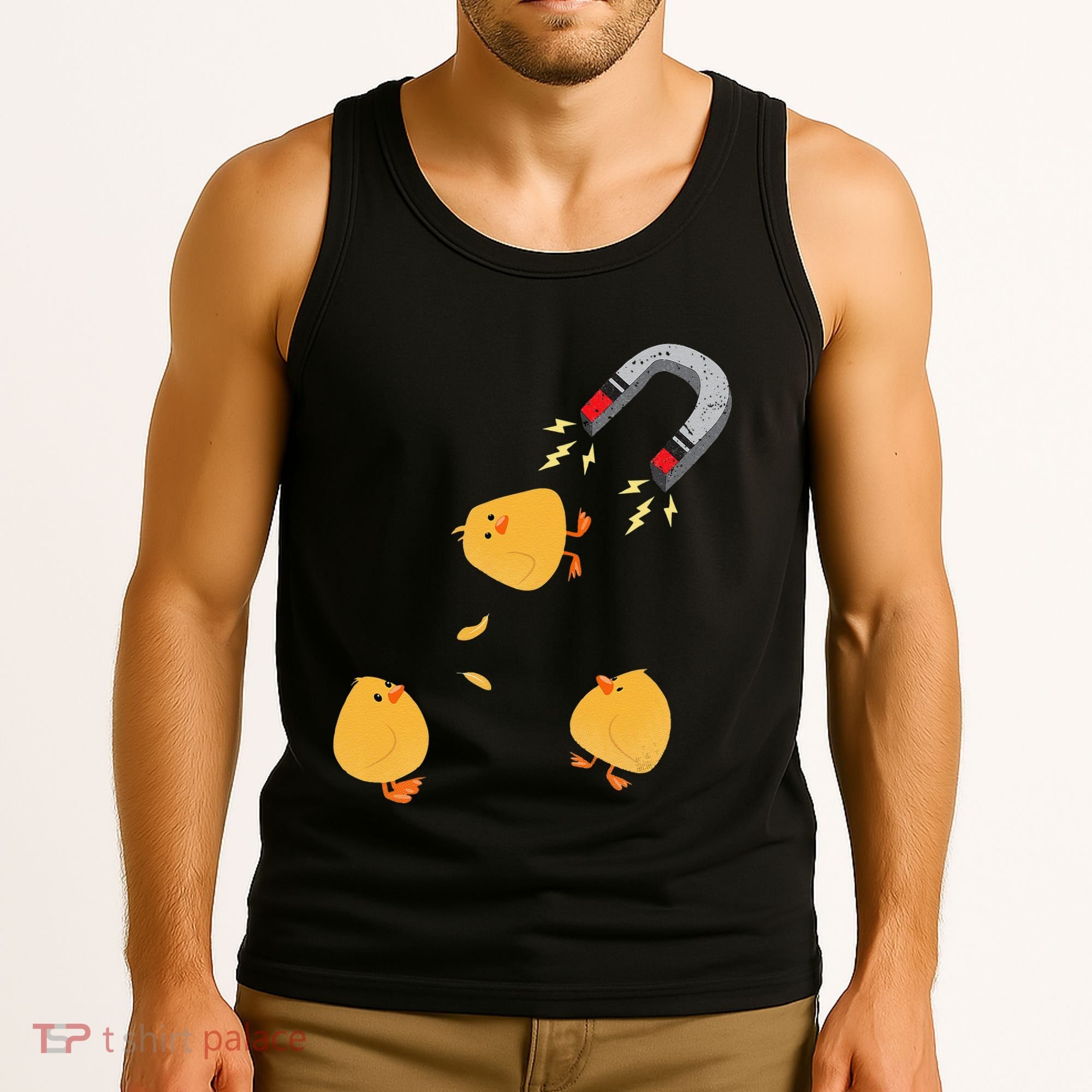 Funny Chick Magnet Happy Easter Tank Top