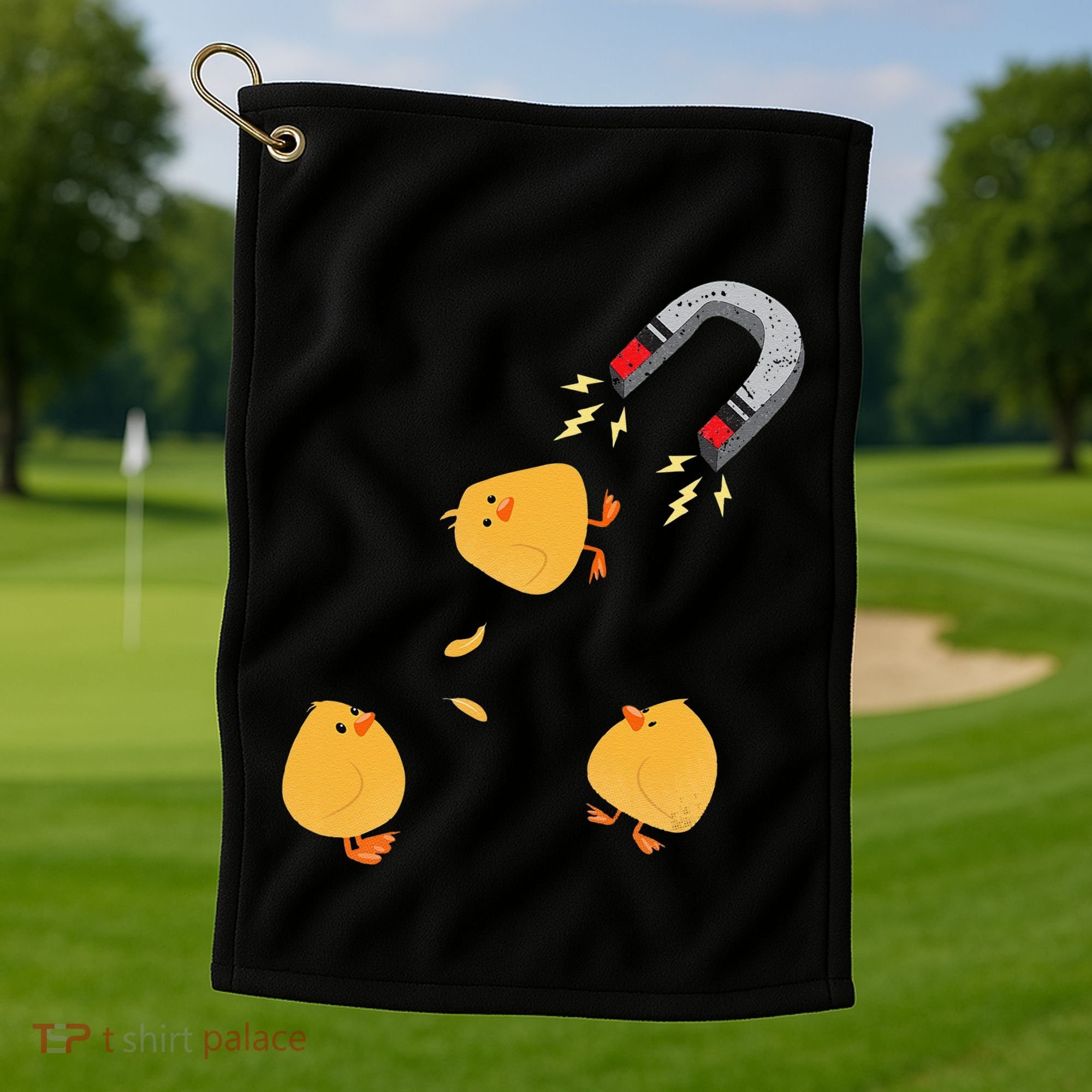 Funny Chick Magnet Happy Easter Golf Towel