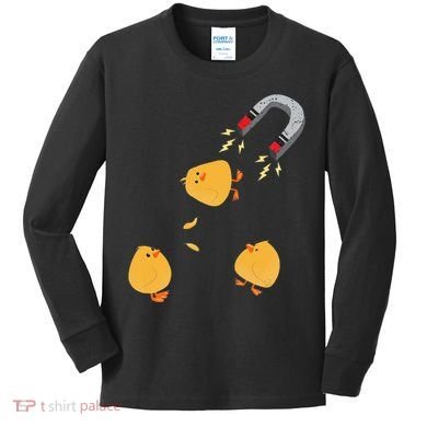 Funny Chick Magnet Happy Easter Kids Long Sleeve Shirt