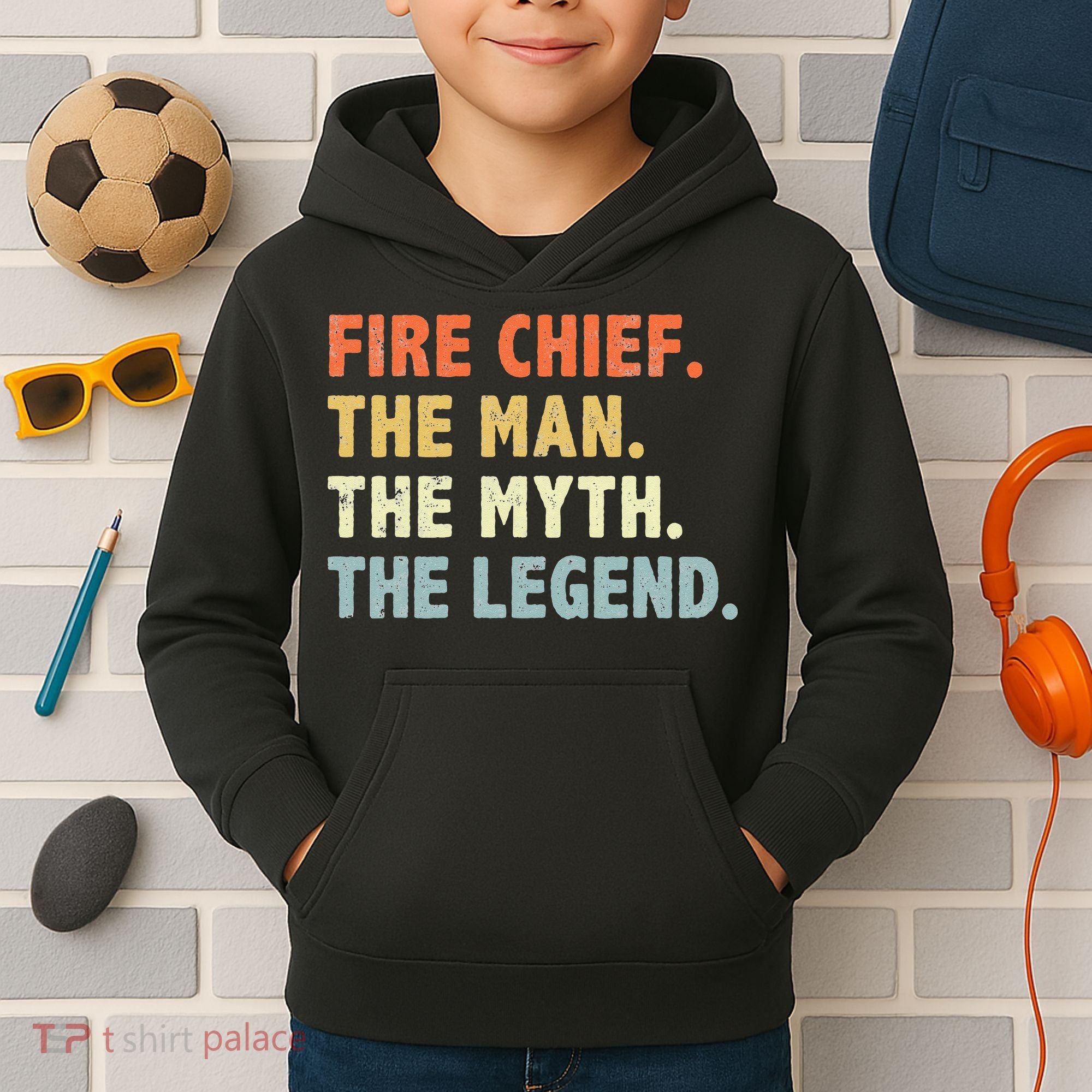 Fire Chief Man The Myth Legend Gifts Firefighter Fire Chief Kids Hoodie