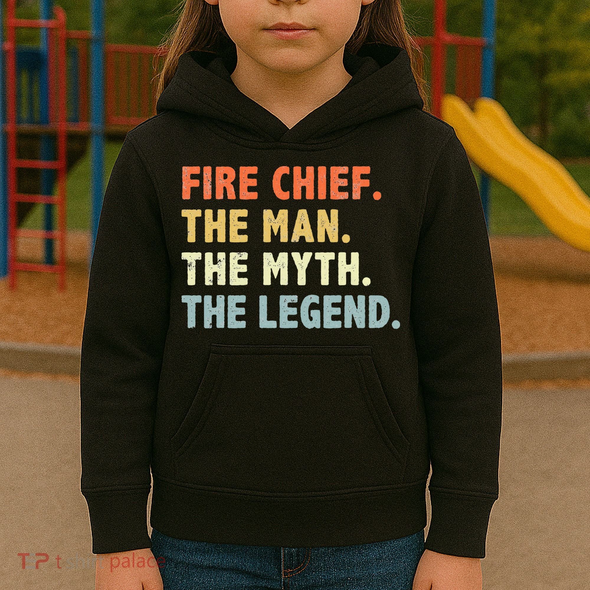 Fire Chief Man The Myth Legend Gifts Firefighter Fire Chief Kids Hoodie