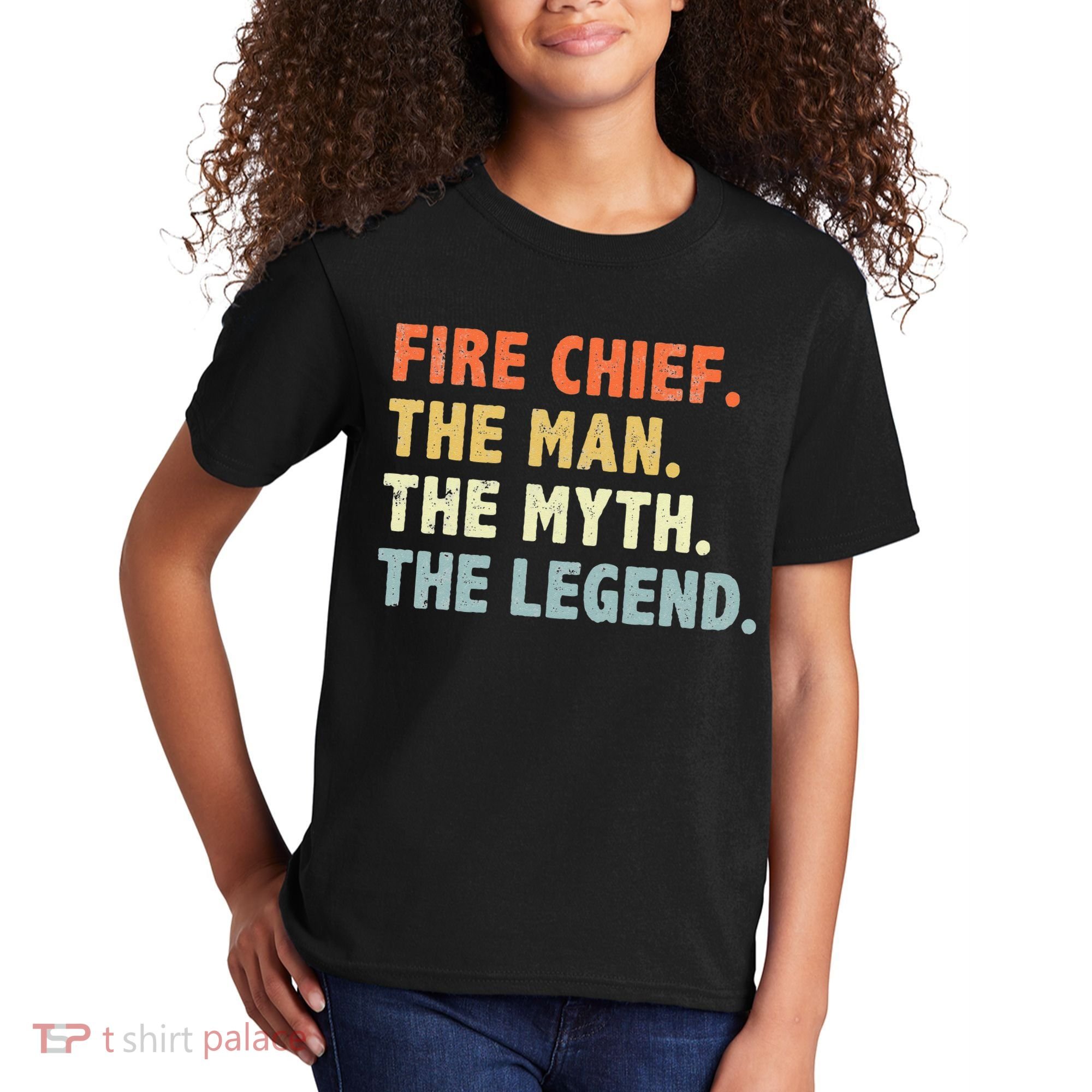 Fire Chief Man The Myth Legend Gifts Firefighter Fire Chief Kids T-Shirt