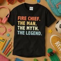 Fire Chief Man The Myth Legend Gifts Firefighter Fire Chief Kids T-Shirt thumb 3