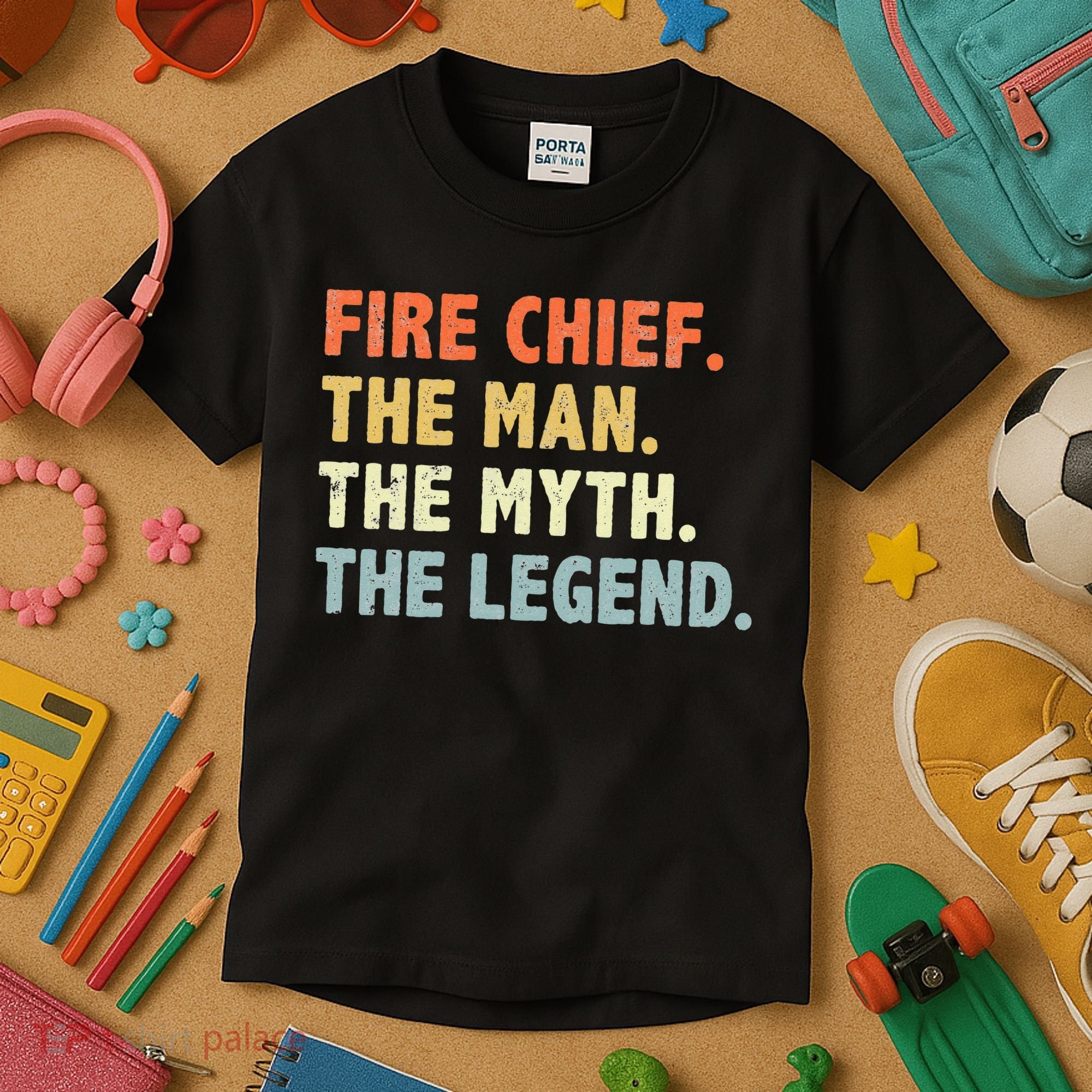 Fire Chief Man The Myth Legend Gifts Firefighter Fire Chief Kids T-Shirt