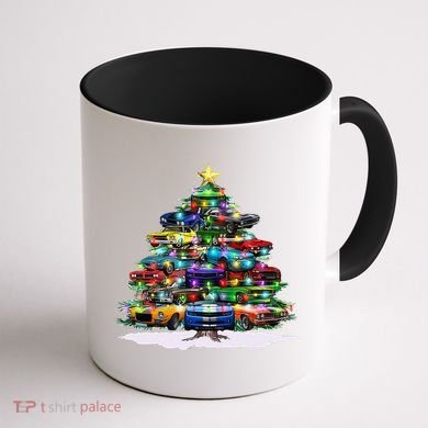Funny Christmas Muscle Car Christmas Tree Coffee Mug back