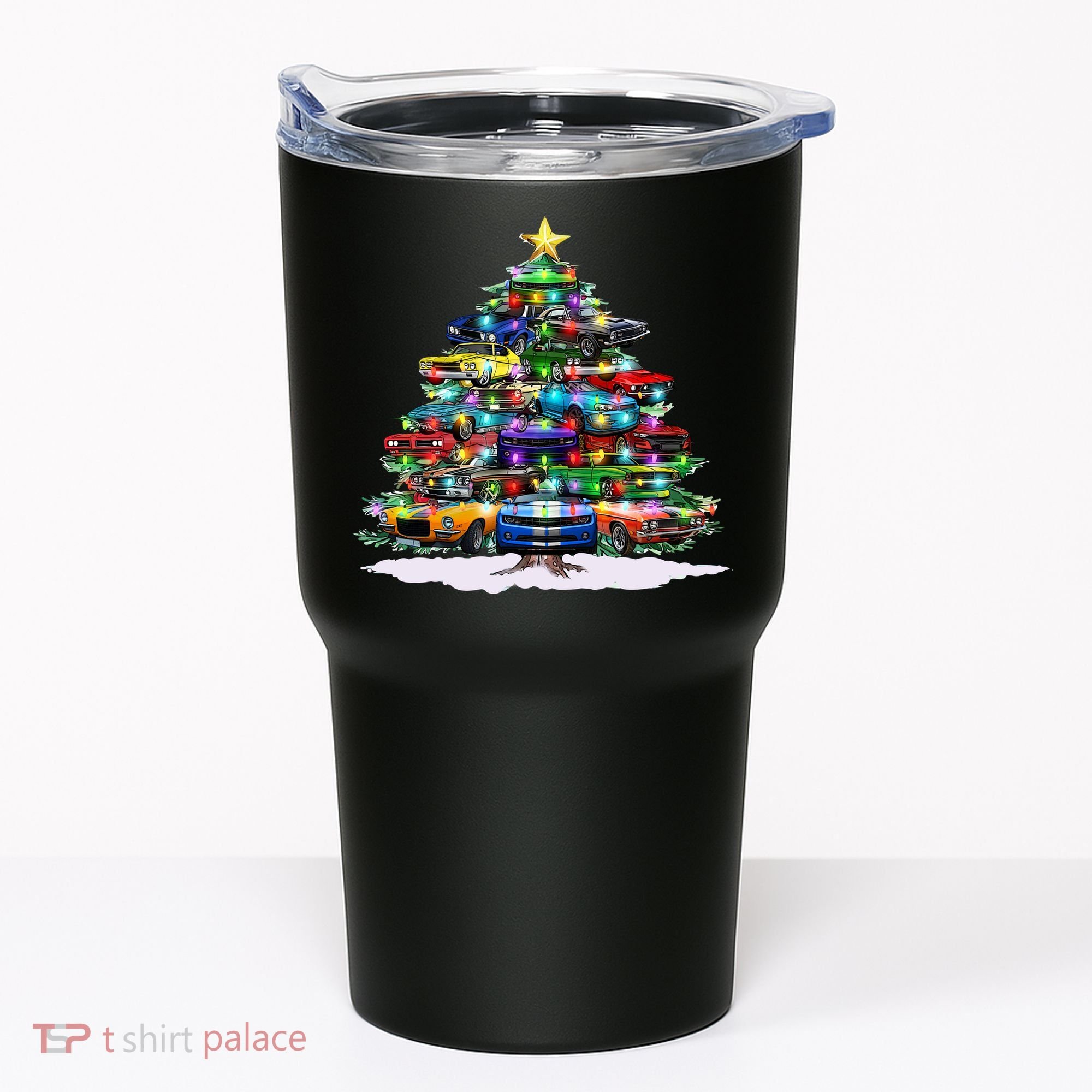 Funny Christmas Muscle Car Christmas Tree Tumbler