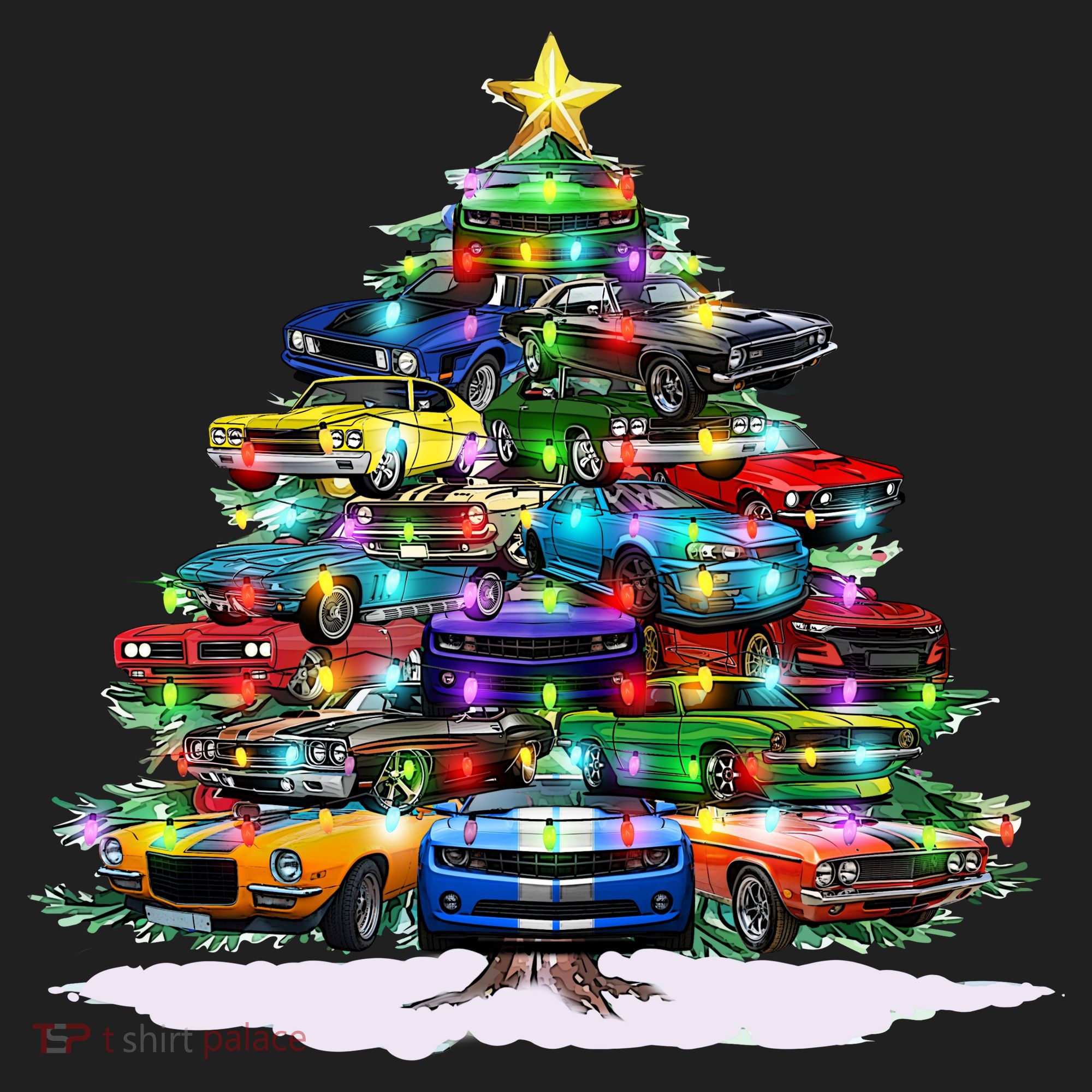 Funny Christmas Muscle Car Christmas Tree Tumbler