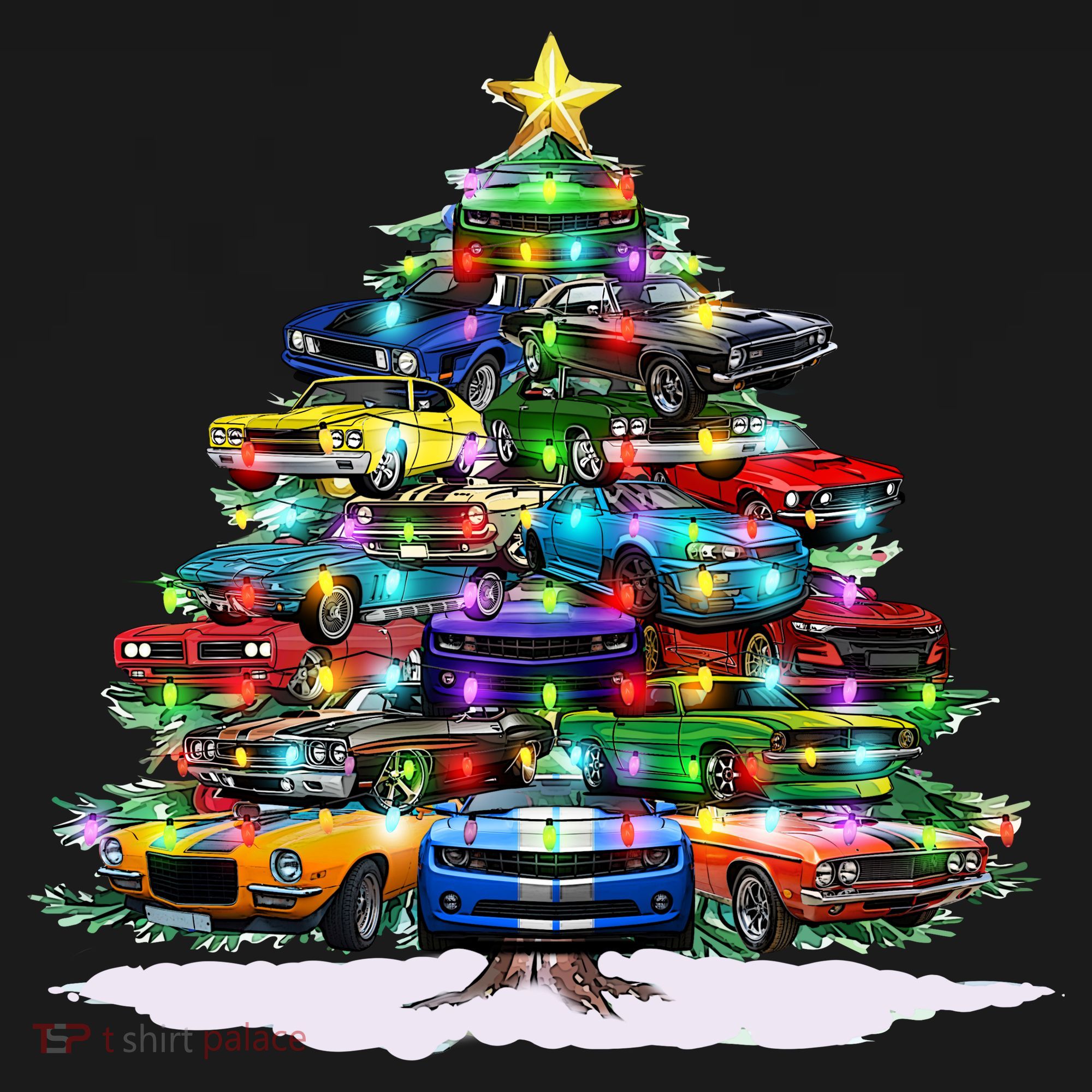 Funny Christmas Muscle Car Christmas Tree Ornament
