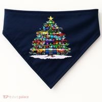 Funny Christmas Muscle Car Christmas Tree USA-Made Doggie Bandana thumb 0