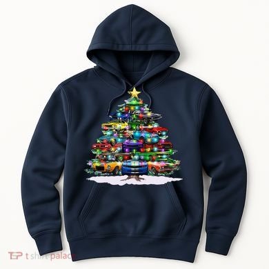 Funny Christmas Muscle Car Christmas Tree Hoodie