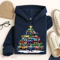 Funny Christmas Muscle Car Christmas Tree Hoodie thumb 4