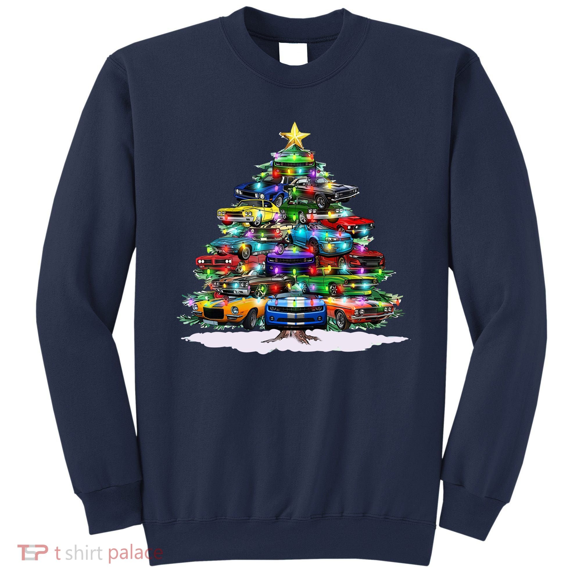 Funny Christmas Muscle Car Christmas Tree Sweatshirt
