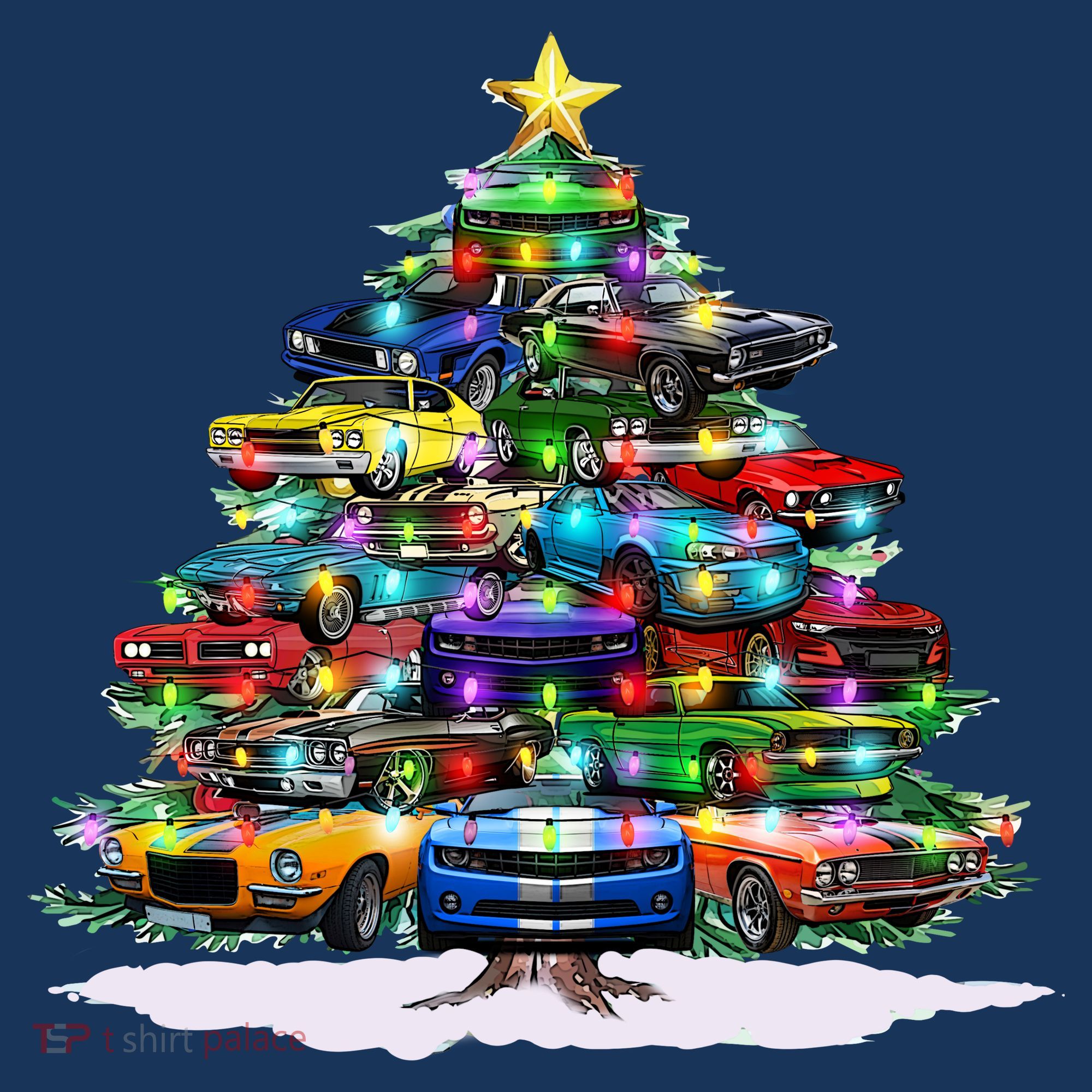 Funny Christmas Muscle Car Christmas Tree Sweatshirt
