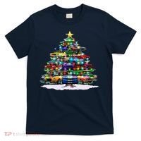 Funny Christmas Muscle Car Christmas Tree T-Shirt thumb 0