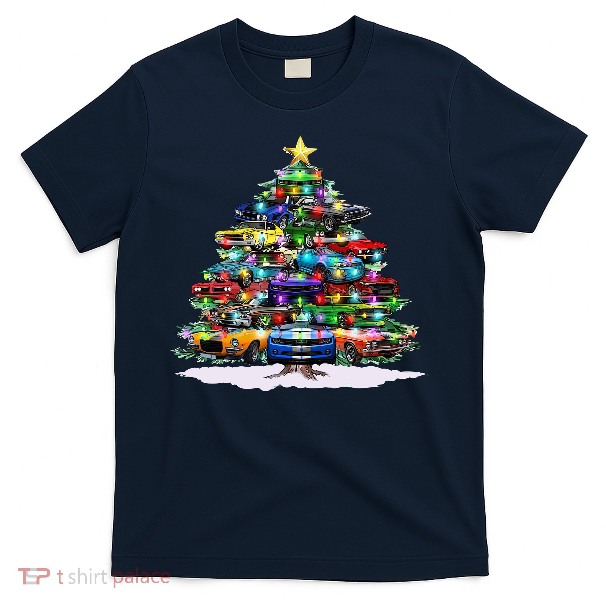 Funny Christmas Muscle Car Christmas Tree T-Shirt