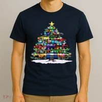 Funny Christmas Muscle Car Christmas Tree T-Shirt thumb 3
