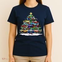 Funny Christmas Muscle Car Christmas Tree T-Shirt thumb 4