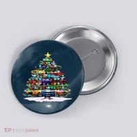 Funny Christmas Muscle Car Christmas Tree Button thumb 0