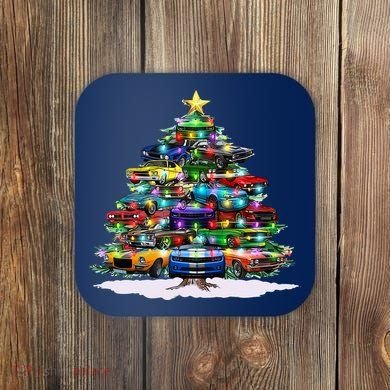 Funny Christmas Muscle Car Christmas Tree Coaster