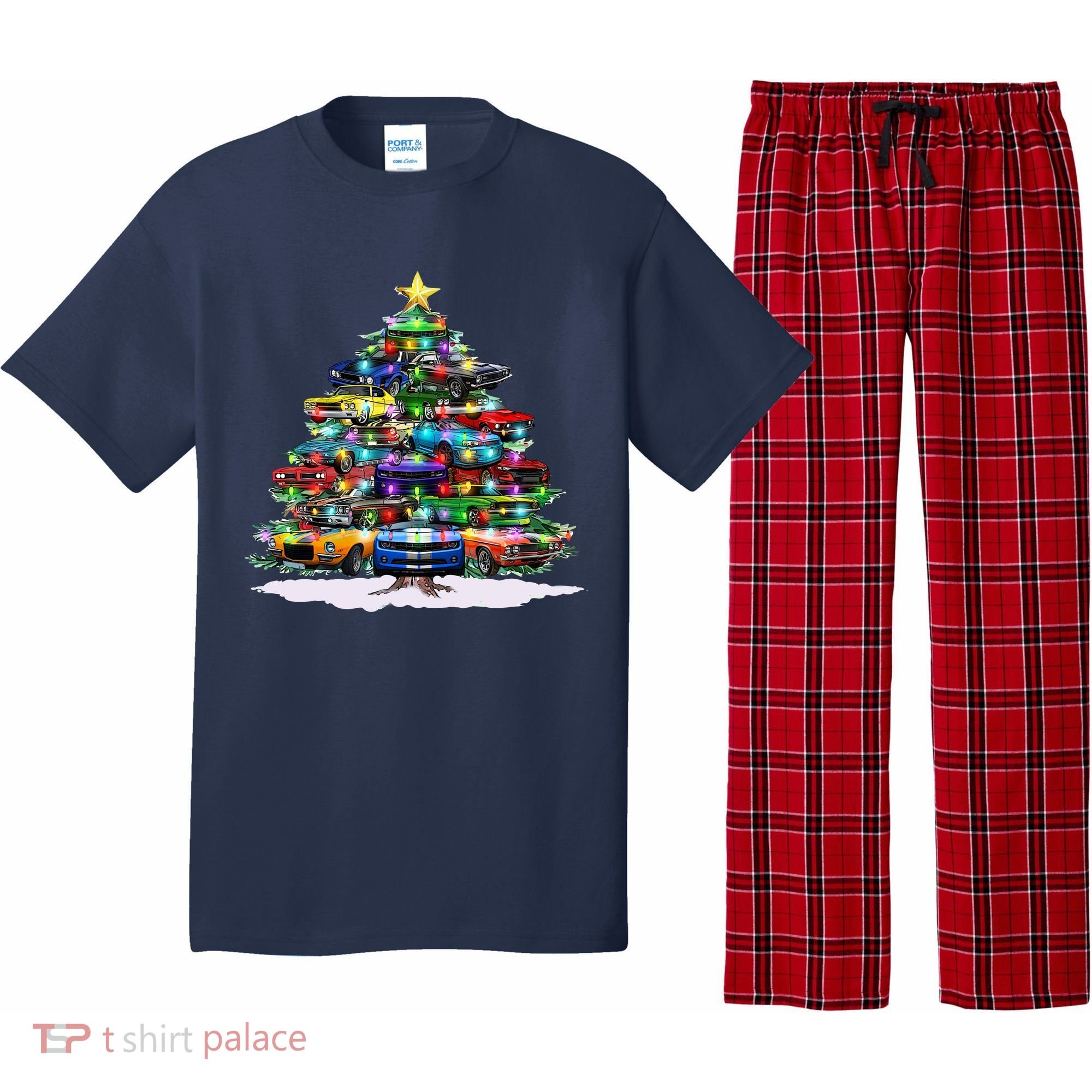 Funny Christmas Muscle Car Christmas Tree Pajama Set