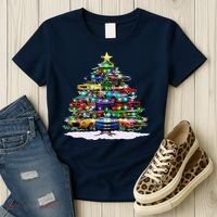 Funny Christmas Muscle Car Christmas Tree Women's T-Shirt thumb 3