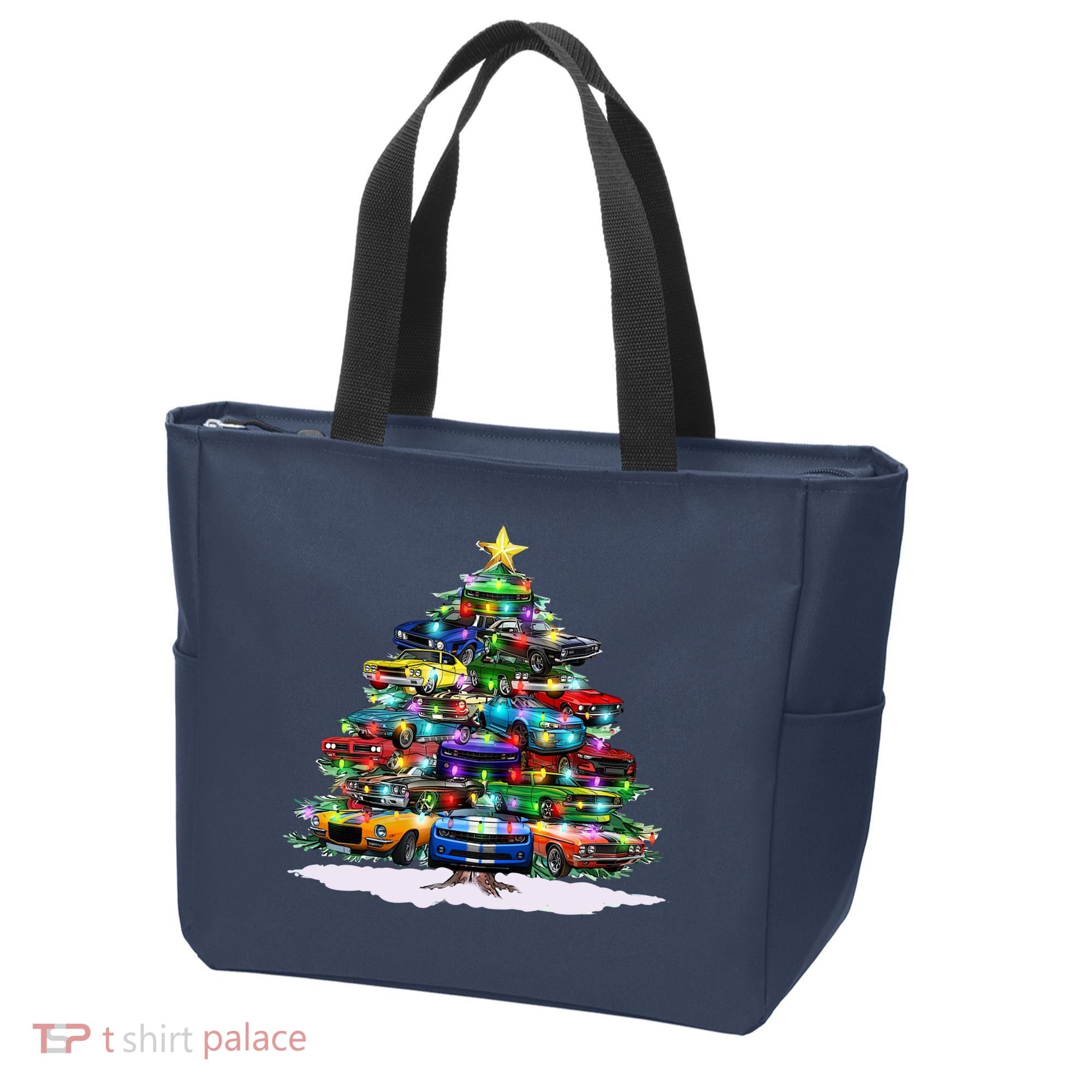 Funny Christmas Muscle Car Christmas Tree Tote Bag
