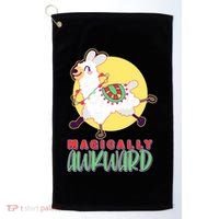 Funny Cute Magically Awkward Llama Alpaca Golf Towel thumb 0