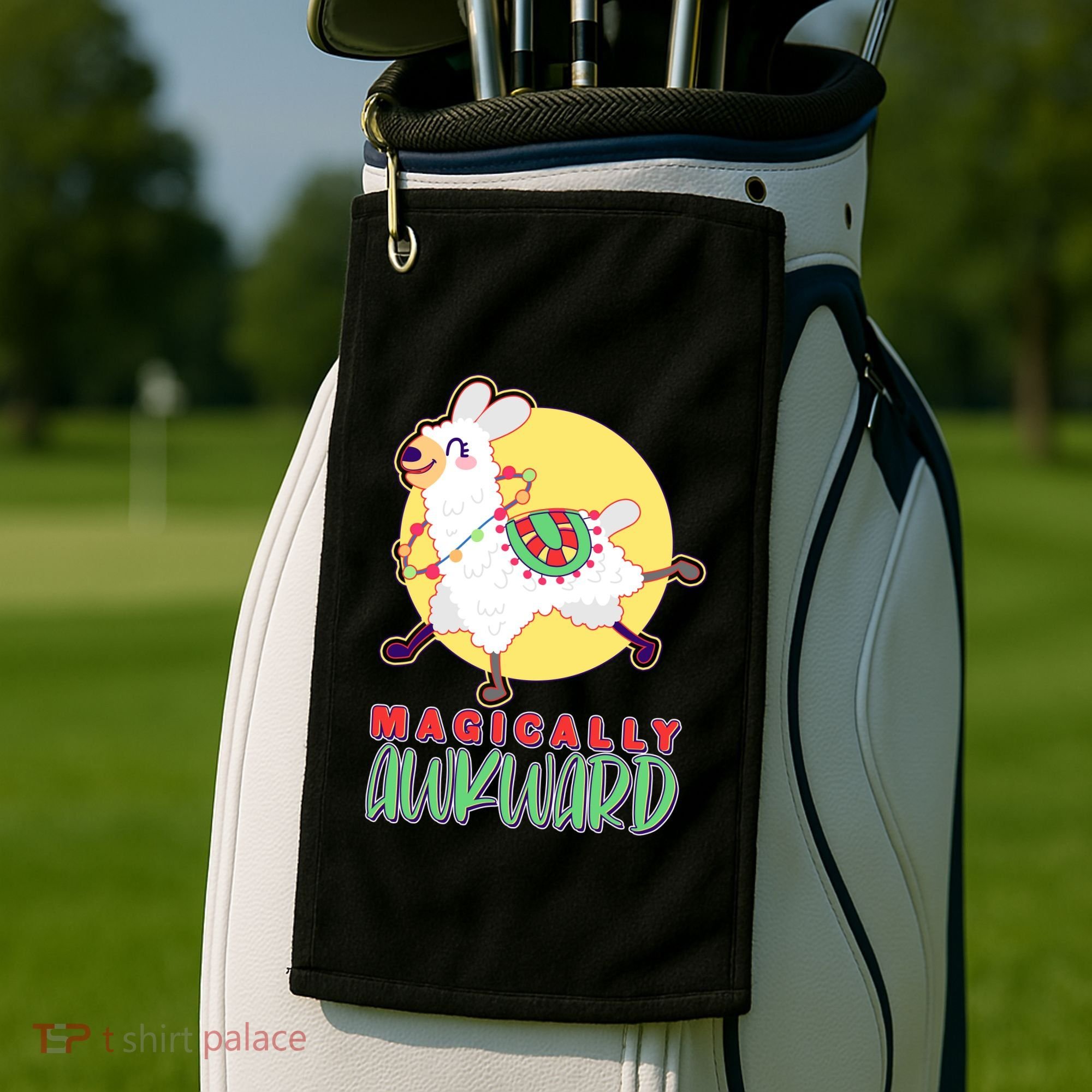 Funny Cute Magically Awkward Llama Alpaca Golf Towel
