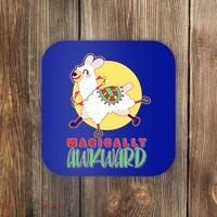 Funny Cute Magically Awkward Llama Alpaca Coaster thumb 0